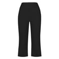 thumbnail image 4 of Winter Savings! Enjoytime Flare Crop Pants for Women Casual Summer Elastic Waisted Dressy Trousers with Pockets Casual Pockets Business Workwear Capri Pants for Women on Clearance, 4 of 7
