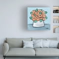 thumbnail image 3 of Hippie Hound Studios 'Flowers In Pot Peach On Blue' Canvas Art, 3 of 3