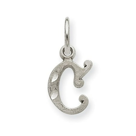 14k White Gold D/C Initial C Charm Pendant