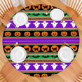 thumbnail image 2 of Halloween Striped Icons Pattern Round Fitted Tablecloth with Elastic Edge,Dining Table Cover Waterproof,Outdoor Round Tablecloth for Camping,Dining,Indoor and Outdoor, 2 of 7