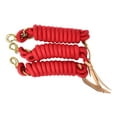 thumbnail image 3 of AJ Tack 9 Foot Nylon Lead Rope with Leather Popper - Set of 3 Green, 3 of 9