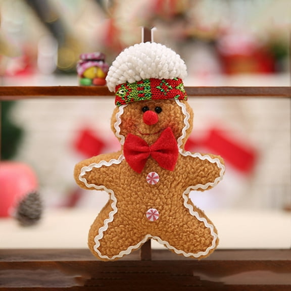 SKISUNO 2Pcs Felt Gingerbread Man for Christmas and Birthday Parties Light Brown Wool Felt Decor