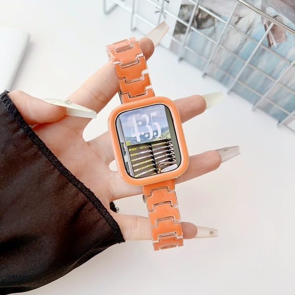 Allytechgroup Watch Band with Case for Apple Watch Series 11 10 46mm, Stylish Adjustable Band Protective Anti-Scratch Shockproof Watch Case Cover for iWatch Series 11 10 46mm, Orange