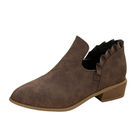 OJSFQUFP Non Slip Shoes for Women Women s Ankle Boot Fashion Boots Riding Boots for Women Comfortable Work Shoes for Women Non Slip Work Boots Coffee 41