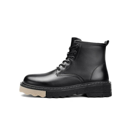 

SIMANLAN Men Winter Boots Comfort Ankle Boot Casual Booties Outdoor Slip Resistant Shoes Daily Lace Up Fashion Bootie Black 7