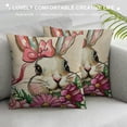thumbnail image 3 of PHYHOO Hello Easter Bunny Eggs Truck Decorative Throw Pillow Covers, Spring Welcome Peeps Retro Porch Outdoor Home Decor, Floral Farmhouse Stripes Holiday Sofa Couch Cushion Case White, 3 of 5