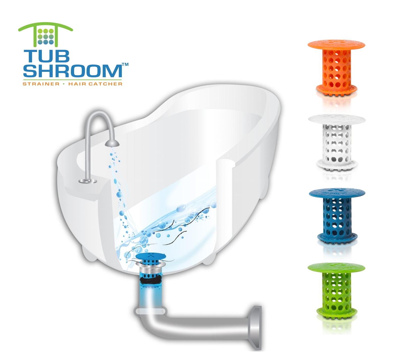 TubShroom 1.5 in. - 1.75 in. Bathtub Drain Protector Hair Catcher in TPR  with ABS White with Chrome and Stopper Plug Bundle HDTSSTP315 - The Home  Depot