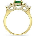 thumbnail image 6 of Trilogy Ring Round Pear Teardrop Green Emerald Cubic Zirconia Yellow Tone 925 Sterling Silver, Size 6, 6 of 7