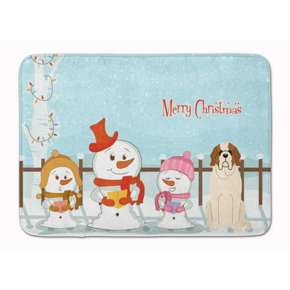 Merry Christmas Carolers Saint Bernard Machine Washable Memory Foam Mat