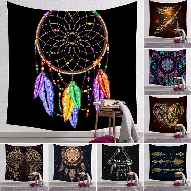 Modern Peacock Mandala Design Collage Tapestry Ethnic Poster Wall Art Cotton Rug 