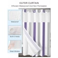 thumbnail image 2 of No Hook Shower Curtains with Snap-in Liner Set, Purple Grey Striped Waterproof Hotel Style Bathroom Shower Curtain, Minimalist Farmhouse Stripe Breathable Mesh Top Window Bath Curtains 60''x72'', 2 of 6