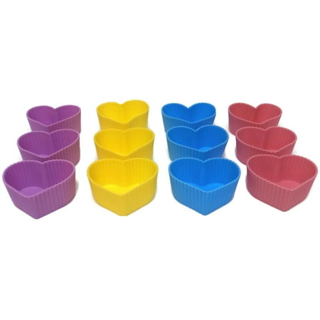 Heart Mould - Silicone Heart Cupcake Molds Set of 12
