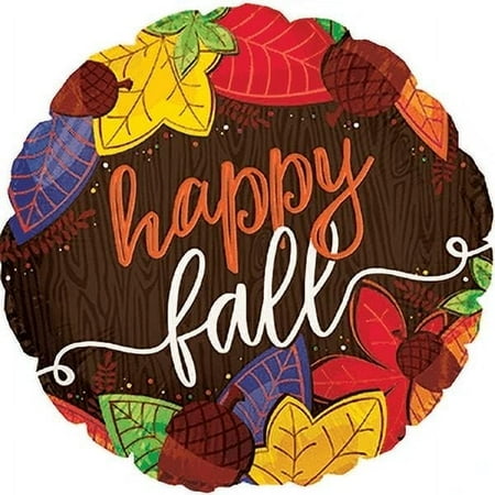 PMU Thanksgiving Happy Fall 18 Inch Mylar Foil Balloon Pkg/25