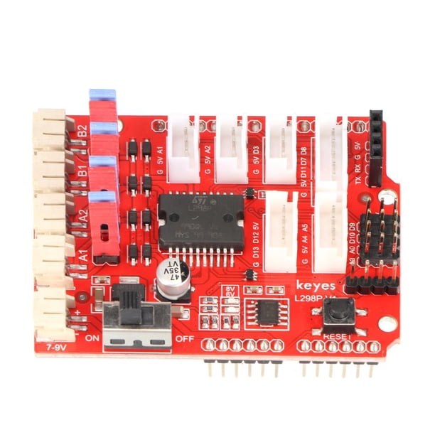 Dc Motor Driving Shield Expansion Board Red Fr-4 2.54Mm Hembra Header Interface Motor Driving Module Compatible Para Arduino Smart Car Diy,L298P Monstrate TO002854-00