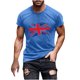 thumbnail image 1 of Mens Casual Manga Corta Botón Abajo Camisetas Estados Unidos Bandera Impresión Cuello Redondo Suéter Camiseta, Poliéster Casual Uso Diario para Hombres, 1 of 5