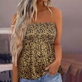thumbnail image 2 of safuny Women's Trendy Loose Tube Tops Clearance Summer Sleeveless Shirts Clothing Strapless Off Shoulder Pullover Elastic Casual Elegant Sale Floral Leopard Printed Trendy Tees Gold S, 2 of 5