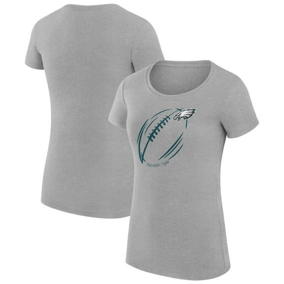 Women's G-III 4Her by Carl Banks  Heather Gray Philadelphia Eagles Super-Slim Fit Lightweight Subtle Football T-Shirt