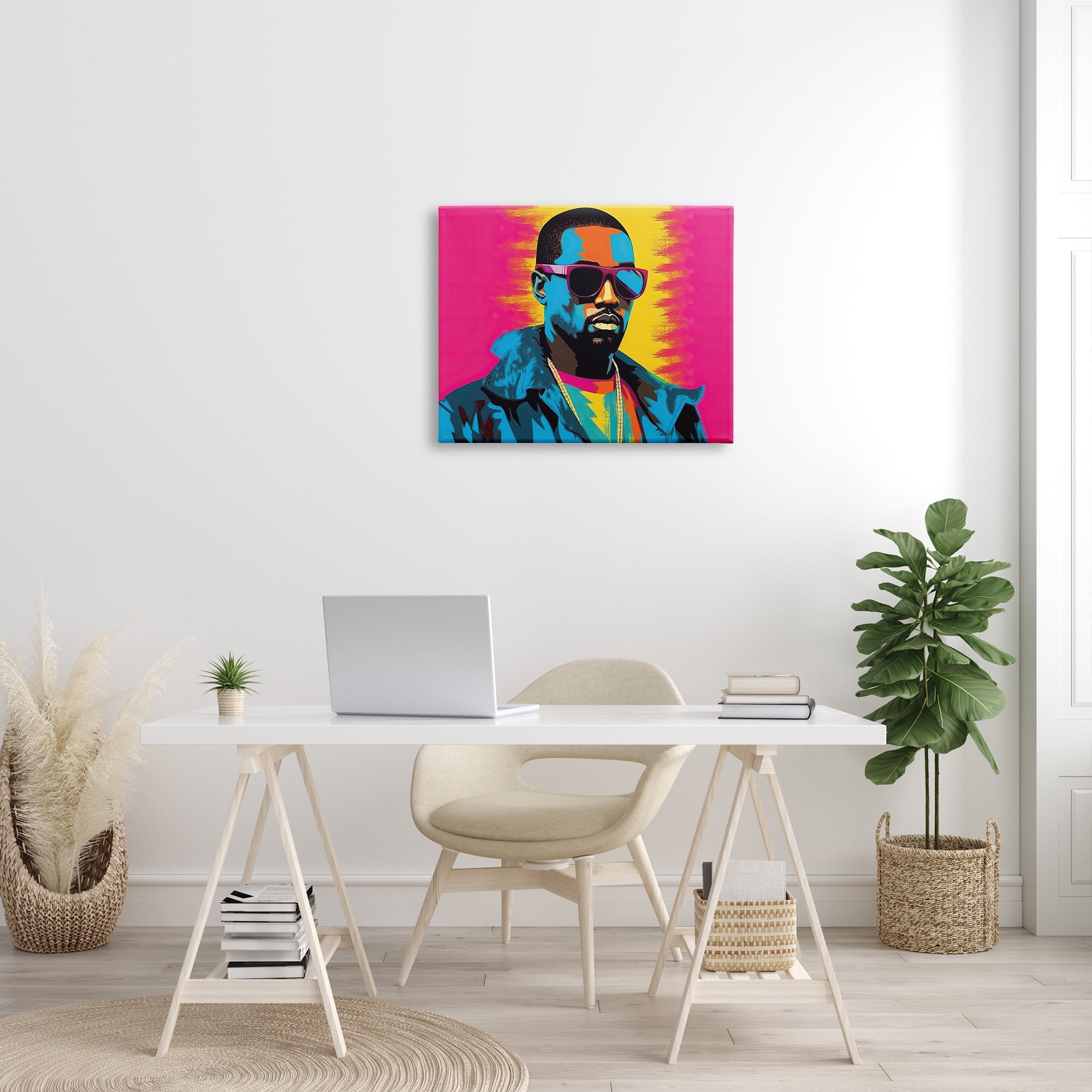 Stupell Industries Kanye West Modern Portrait Abstract Painting Gallery Wrapped Canvas Print Wall Art, 30 x 24