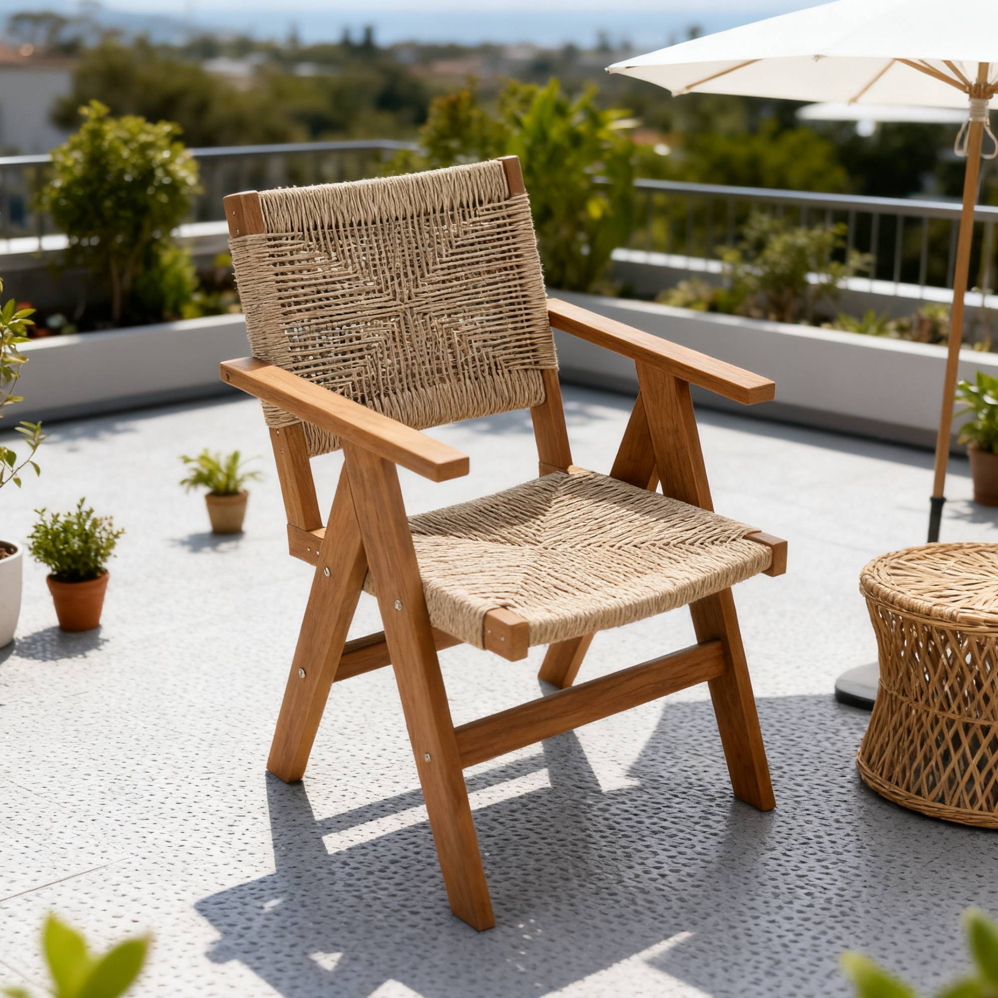 Heavy Duty Outdoor Dining Chair, Weather Resistant Side Chair for Deck Dinner Party Year Round Al Fresco Dining, Brown