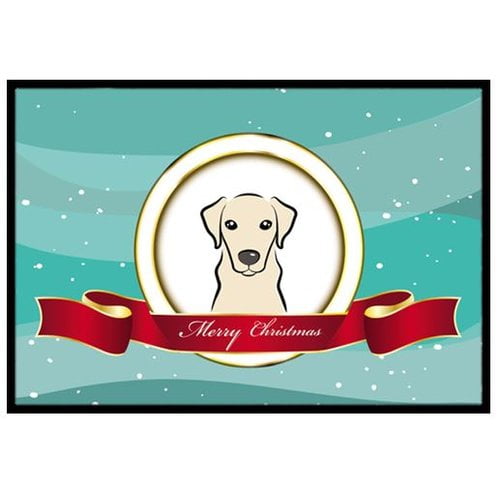 Yellow Labrador Merry Christmas Doormat by Caroline's Treasures