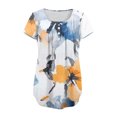 thumbnail image 2 of Mujeres de Verano Tops de Manga Corta Impresa Casual Cuello Redondo Plisado Superior 95% Poliéster 5% Spandex, Blusa de Moda para Todas las Estaciones, 2 of 6