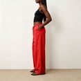 thumbnail image 5 of Sewkxo Women's Wide Leg Beach Pants Elastic Waist Lightweight Casual Palazzo Lounge Trousers with Pockets,Red 2XL, 5 of 5