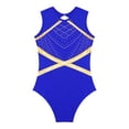 thumbnail image 5 of vastwit Kids Girls Sleeveless Ballet Leotard Mesh Splice Bodysuit Gymnastics Figure Skating Sports Tops Blue 6, 5 of 7
