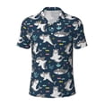 thumbnail image 2 of Daiia Friendly Sharks Pattern Men’s Polo Shirts,Solid Deck Shirt,Classic Fit, Breathable Cotton Polo for Casual and Sport Wear-Medium, 2 of 9