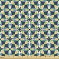 thumbnail image 2 of Floral Fabric by the Yard Upholstery, Overlapping Shapes Symmetrical Ornament Tile in Blue and Yellow Shades, Decorative Fabric for DIY and Home Accents, Dark Blue Pale Mustard by Ambesonne, 2 of 5