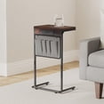 thumbnail image 2 of Evermagin C Shaped End Table with Charging Station Small Couch Side Table with Storage Bag Power Outlet and USB Sturdy Slide Under Sofa Table with Metal Frame for Living Room & Bedroom Rustic Brown, 2 of 5