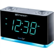Emerson SmartSet Dual Alarm Clock Radio, Bluetooth Speaker, USB Charging, Night LED, 1.4" Cyan LED Display, ER100301