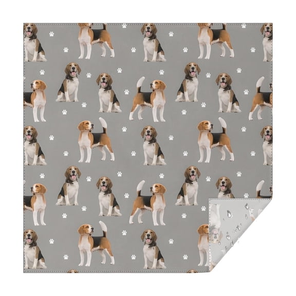 Beagle and Dog Footprints Square Tablecloth,Waterproof Square Table Cover,Wipeable Spillproof Washable Table Cover for Home Kitchen Party Decor 42"X42"(107x107cm)