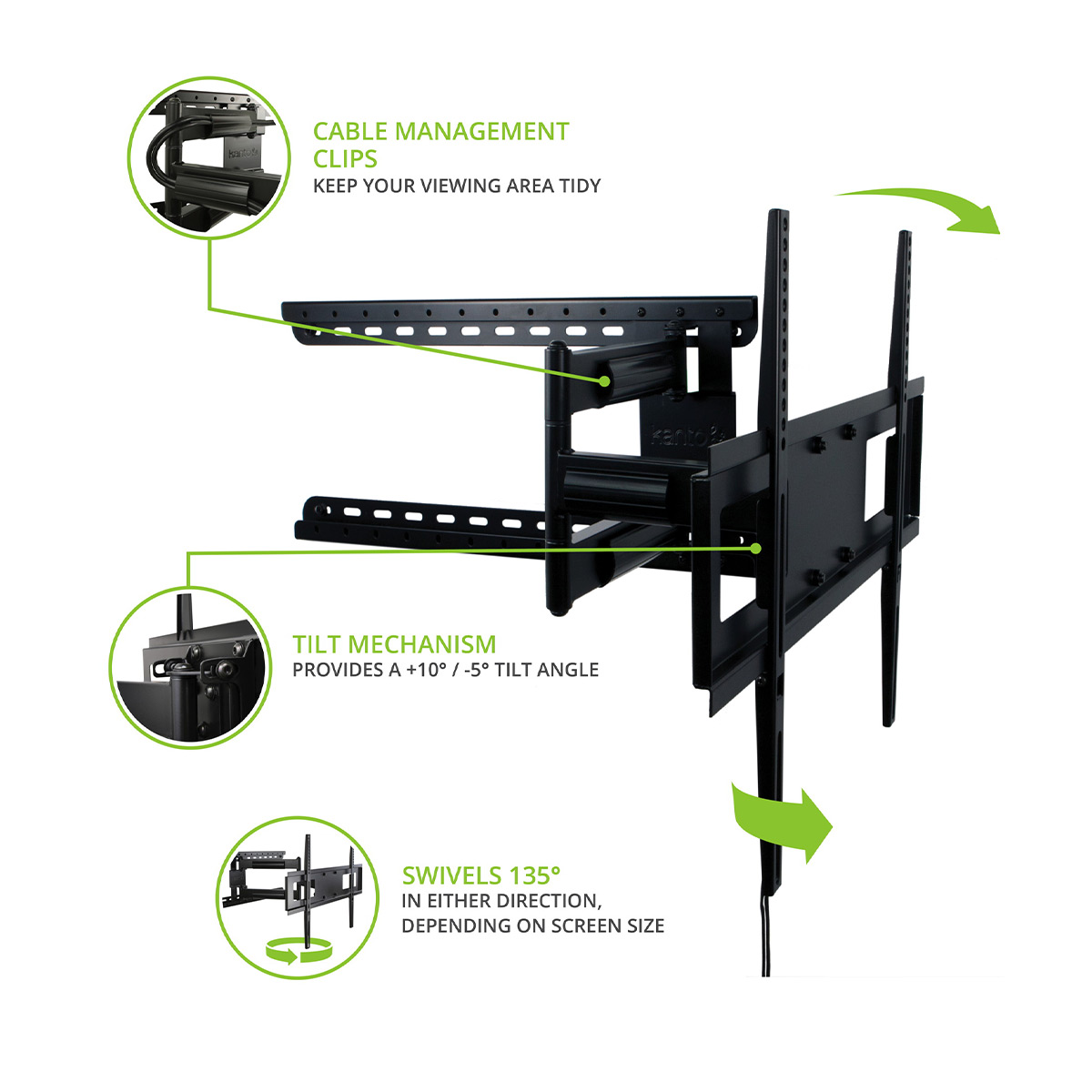 Kanto FMC4 Full Motion Mount with Adjustable Pivot Point for 30" to 60" TVs - image 5 of 12
