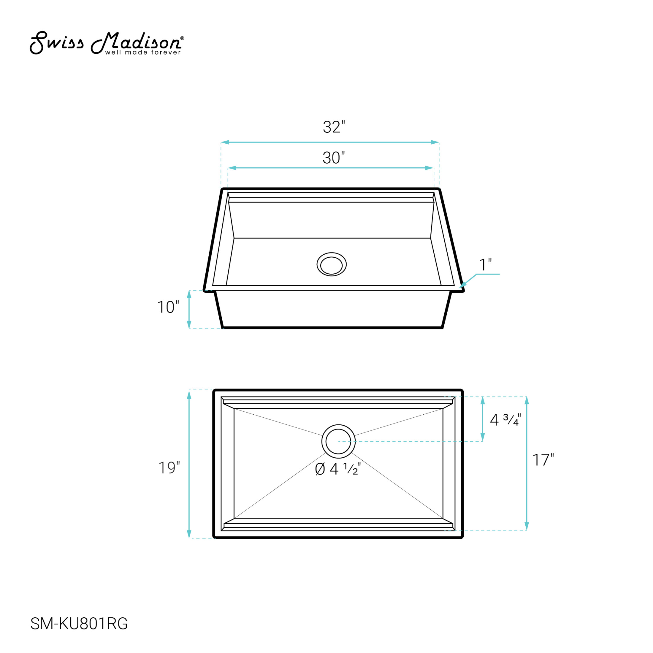 Tourner 32" 18 Gauge Stainless Steel Undermount Kitchen Sink in Polished Rose Gold