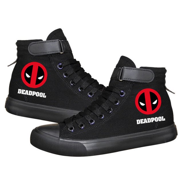 Zapatos de lona con diseño periférico de anime de la película Marvel Deadpool, zapatos casuales altos antideslizantes atractivos y personalizados