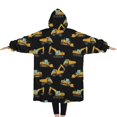 thumbnail image 2 of Oversized Wearable Blanket Hoodie,Cartoon Construction Vehicles Trucks Black Pattern Sherpa Blanket Hoodie with Super Pockets,Super Warm Fuzzy Pullover for Women & Men, 2 of 6