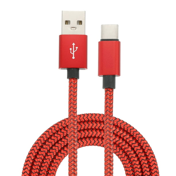 Cable de Carga USB Tipo C Uxcell, Cable de Carga Trenzado Tipo-C a USB A, Cable de Transferencia de Datos Rojo 3.28 ft 1