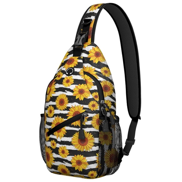 Sac à Dos à Bandoulière Imprimé Tournesol Boho pour Femmes, Sac à Bandoulière Floral Rustique avec Motif Floraison Jaune et Fleurs Sauvages, Sac de Jour Vintage