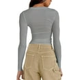 thumbnail image 3 of Women's Long Sleeve Shirts Spring, Autumn 2025 Casual Basic Crop Tops Slim Fit Tight Y2K Clothes, 3 of 10