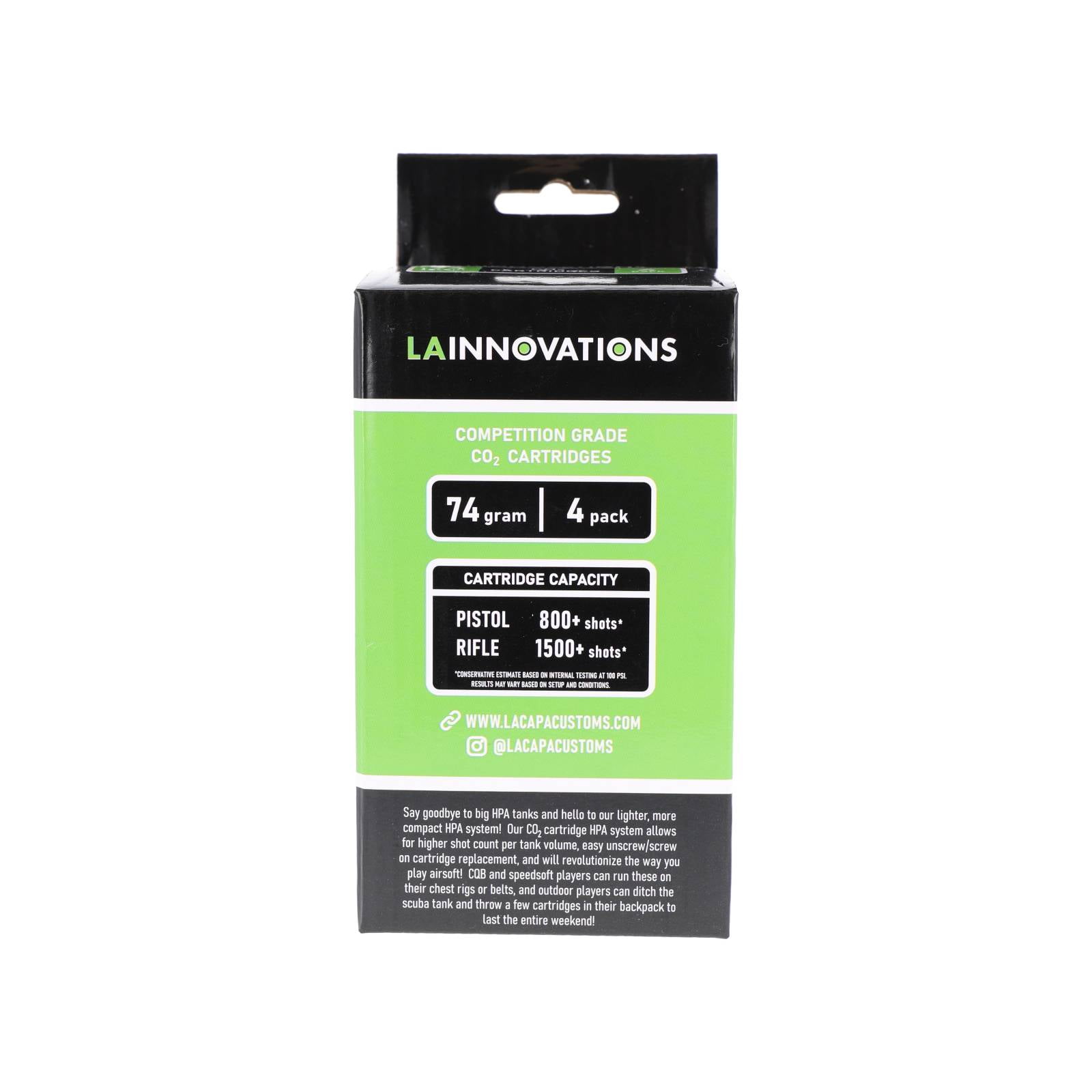 LA Innovations 74g CO2 Cartridges for Airsoft (4 Pack)