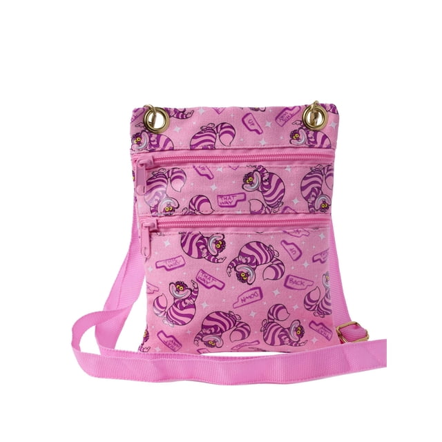 Bolso Bandolera Disney Gato de Cheshire para Pasaporte Rosa 17x21cm