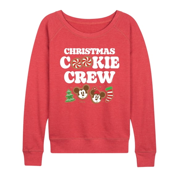 Disney - Christmas Cookie Crew Women's Lightweight French Terry Wide Neck Long Sleeve Graphic Shirt