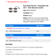 thumbnail image 2 of Rear Brake Pad Set - Compatible with 2017 - 2022 Maserati Ghibli 2018 2019 2020 2021, 2 of 2