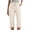 Beige, variant on Women's Summer Cotton Capri Pants, Casual Drawstring Waist Tie-Cuff Beach Pants with Pockets
