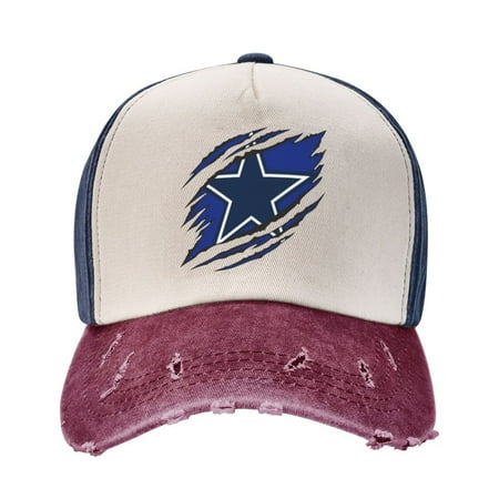 Dallas Cow_Boys Baseball Caps Nfl Washed Baseball Cap Fan Hat Cowboy Color-Blocking Wash Hat Cowb-Oys Logo Hat Navy And Red