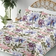 thumbnail image 3 of Ambesonne Floral Fitted & Flat Sheet with Shams 4 Pcs Set, Pattern of Iris Flowers Art, Full, Sage Green and Multicolor, 3 of 5