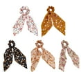 thumbnail image 1 of 5pcs Vintage Floral Printed Hair Scrunchies Long Bow Knotted Hair Ribbon, 1 of 9