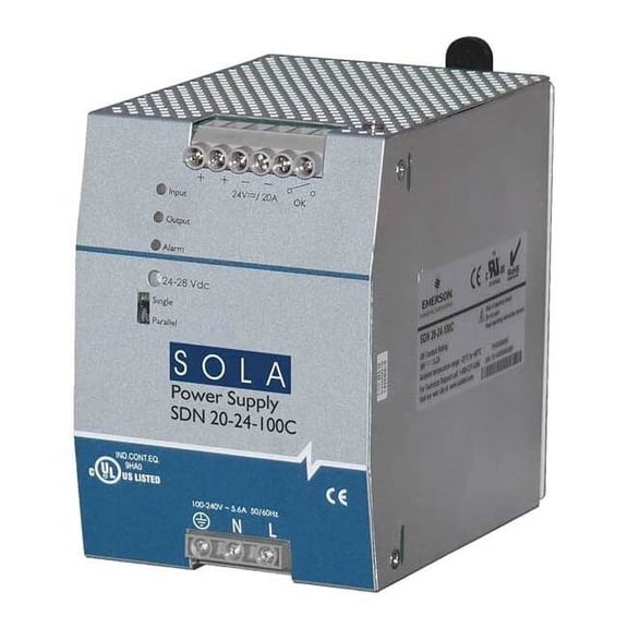 Solahd DC Power Supply, 85/264V AC, 24V DC, 480 W, 20 A, DIN Rail SDN2024100C