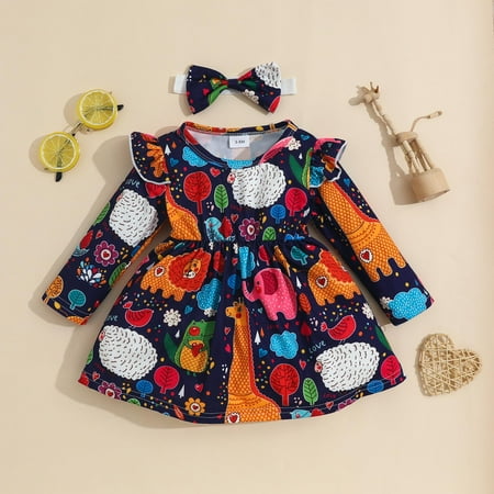 

Cartoon Girls All-Season Crew neck Regular Jumper Dress Knee Length A-Line Long Sleeve