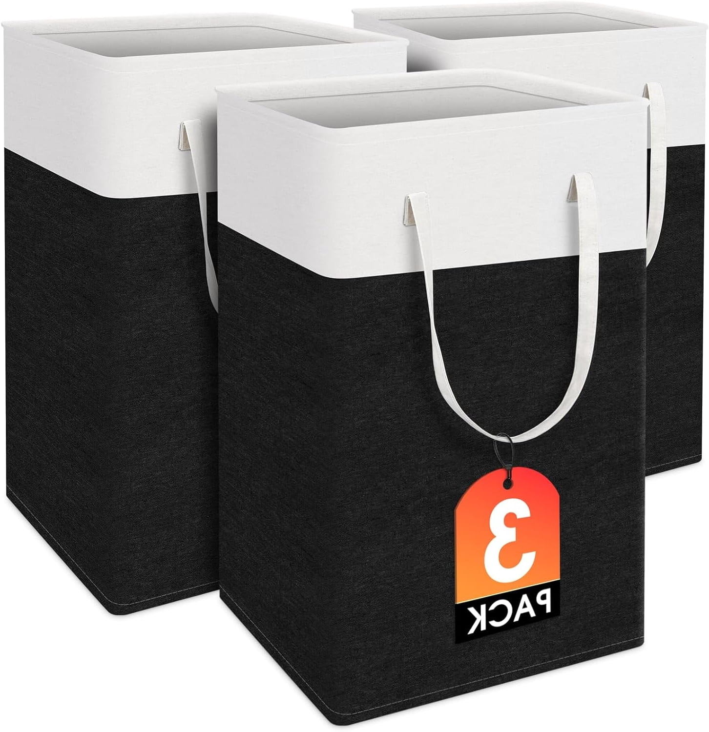 EP laundry basket 3-Pack, laundry hamper, Hamper with handles, collapsible laundry baskets, Waterproof dirty clothes hamper, Towel Storage for Home or Dorm, 75L-Grey